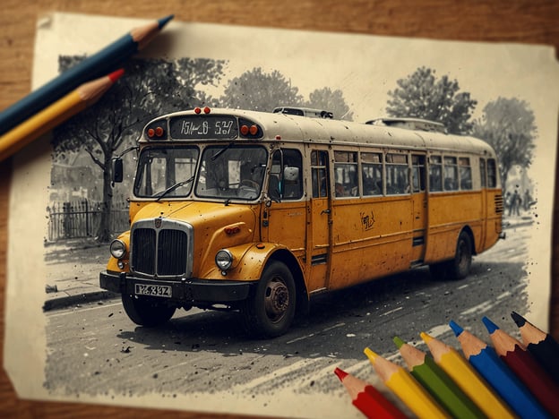 Auf dem Bild ist ein altes, gelbes Verkehrsmittel, vermutlich ein Bus, zu sehen, das auf einer Straße steht. Es handelt sich um ein nostalgisches Motiv, das an vergangene Zeiten erinnert.Für Reisen zu historischen oder kulturellen Stätten könnte der Frühling oder der Herbst die beste Reisezeit sein, da das Wetter milder ist und weniger Touristen unterwegs sind.