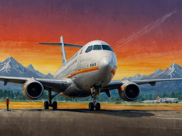 Auf dem Bild ist ein Flugzeug zu sehen, das auf einem Flughafen steht, mit einer malerischen Berglandschaft im Hintergrund und einem bunten Sonnenuntergang.Wenn du günstige Flüge buchen möchtest, hier sind einige Tipps:1. **Frühzeitige Buchung**: Plane und buche deine Flüge frühzeitig, idealerweise mehrere Monate im Voraus, um die besten Preise zu sichern.2. **Flexibilität**: Sei flexibel mit deinen Reisedaten. Oft sind Flüge unter der Woche billiger als am Wochenende.3. **Preisvergleich**: Nutze Vergleichsportale, um die besten Preise von verschiedenen Airlines zu finden und vergleiche auch die Preise direkt auf den Airline-Webseiten.4. **Last-Minute-Angebote**: Manchmal bieten Airlines Last-Minute-Angebote an, wenn sie noch freie Plätze haben.5. **Newsletter und Benachrichtigungen**: Abonniere Newsletter von Airlines und Reise-Portalen, um über Angebote und Preisnachlässe informiert zu werden.6. **Alternative Flughäfen**: Überlege, von oder zu einem nahegelegenen Flughafen zu fliegen, da dies die Kosten oft senken kann.Mit diesen Strategien kannst du hoffentlich einen günstigen Flug finden!
