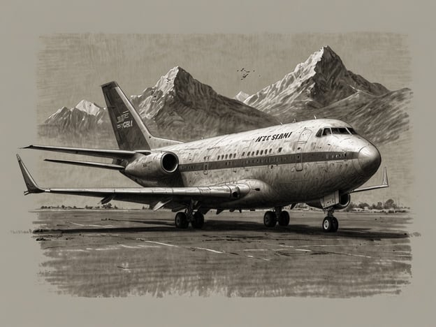 Das Bild zeigt eine Zeichnung eines Flugzeugs, das auf einem Flughafen steht. Im Hintergrund sind Berge zu sehen, die eine beeindruckende Kulisse bilden. Die Darstellungen wirken in einem nostalgischen Stil und könnten an frühere Zeiten des Flugreisens erinnern.Wenn du nach günstigen Flügen suchst, kannst du Flugsuchmaschinen und Vergleichsportale nutzen. Diese Tools helfen dir, die besten Preise von verschiedenen Airlines zu vergleichen und die passende Reiseoption für deinen Bedarf zu finden. Beispiele sind Skyscanner, Kayak oder Google Flights.