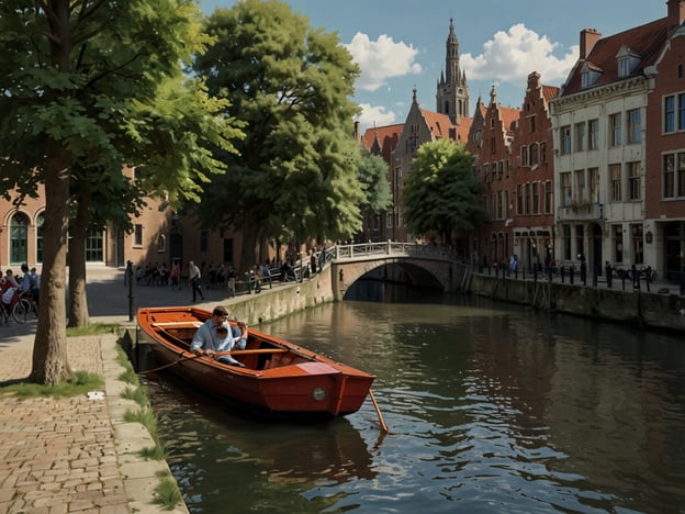 Auf dem Bild sieht man eine malerische Szene in einer Stadt mit Wasserkanälen. Ein Mann rudert in einem kleinen Boot, während ein Kind neben ihm sitzt. In der Umgebung sind viele grüne Bäume zu sehen und die Architektur der Häuser entlang des Kanals wirkt historisch.
Diese Szenerie lädt zu verschiedenen Freizeitaktivitäten ein, wie zum Beispiel Bootfahren, Spaziergänge entlang des Kanals, oder einfach nur das Genießen der Natur und der Architektur. Solche Orte sind oft beliebte Ausflugsziele für Touristen, die an kulturellen Events interessiert sind oder die lokale Atmosphäre erleben möchten. Es könnte auch ein beliebter Platz sein, um Veranstaltungen wie Feste oder Märkte zu besuchen.