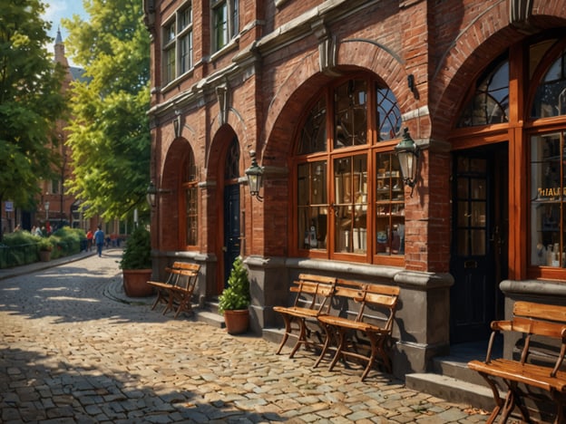 In Leuven, einer charmanten Stadt in Belgien, präsentiert sich oft eine malerische Straßenansicht, ähnlich wie auf dem Bild zu sehen. Dort sind Nebengassen mit hübschen, roten Backsteingebäuden und großen Fenstern, die von sanften Oberlichtern umrahmt sind.Auf dem Bild sind gemütliche Bänke vor einem der Gebäude platziert, ideal für Passanten, die eine Pause einlegen möchten. Die Oberfläche der Straße ist mit alten Steinen gepflastert, was zur historischen Atmosphäre der Stadt beiträgt. Umgeben von grünen Bäumen und Pflanzen scheint es ein einladender Ort zu sein, um die warmen Tage zu genießen und das Leben zu beobachten.