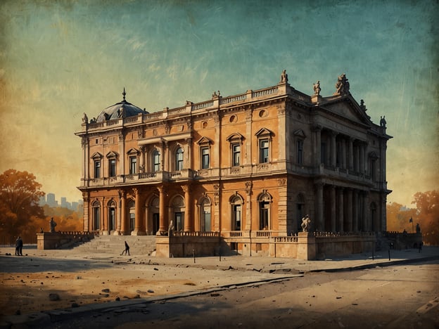 Auf dem Bild ist ein beeindruckendes historisches Gebäude zu sehen, das architektonische Elemente im neoklassizistischen Stil aufweist. Die Fassade ist reich verziert mit Säulen und Statuen, die dem Bauwerk ein majestätisches Aussehen verleihen.Es könnte sich um ein Theater oder ein historisches Museum handeln, das in einem parkähnlichen Umfeld liegt, umgeben von Bäumen, die wahrscheinlich im Herbst ihr Laub verloren haben. Die weitläufigen Treppen und die großzügigen Eingänge verleihen dem Gebäude eine einladende Atmosphäre.Solche Architektur ist typisch für viele europäische Städte und könnte eine bedeutende Sehenswürdigkeit in einer historischen Innenstadt darstellen. Die Szenerie strahlt eine nostalgische Stimmung aus, die Besucher in die Vergangenheit zurückversetzt.