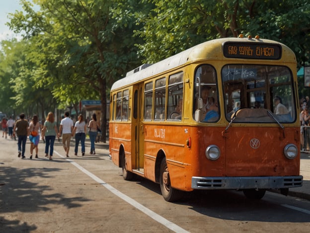 Auf dem Bild sieht man einen alten orangen Bus, der an einer Straße parkt, während Menschen in der Nähe spazieren gehen. Die Szene wirkt lebhaft und grün durch die Bäume, die die Straße säumen.**Praktische Reisetipps für Krakau:**1. **Öffentliche Verkehrsmittel**: Nutzen Sie die Straßenbahnen und Busse, um sich einfach in der Stadt fortzubewegen. Eine Krakau-Karte kann hierbei hilfreich sein, um Geld zu sparen.2. **Zu Fuß erkunden**: Viele Sehenswürdigkeiten, wie der Marktplatz und das Wawel-Schloss, sind gut zu Fuß erreichbar. Ein gemütlicher Spaziergang lohnt sich!3. **Essen und Trinken**: Probieren Sie lokale Spezialitäten wie Pierogi (gefüllte Teigtaschen) in traditionellen Restaurants oder auf Märkten.4. **Kulturelle Veranstaltungen**: Informieren Sie sich über lokale Feste oder Veranstaltungen, die während Ihres Aufenthalts stattfinden könnten, um die Kultur Krakaufs hautnah zu erleben.5. **Sicherheitsvorkehrungen**: Wie in jeder Stadt sollten Sie auf Ihre Wertsachen achten und öffentliche Verkehrsmittel während der Hauptverkehrszeiten meiden, um überfüllte Busse oder Straßenbahnen zu umgehen.Viel Spaß beim Erkunden von Krakau!