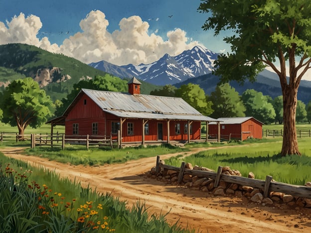 Auf dem Bild ist eine malerische ländliche Landschaft mit einem roten Bauernhaus, einem einfachen Garten und hohen Bergen im Hintergrund zu sehen. Diese Art von Umgebung könnte gut zum Konzept des nachhaltigen Tourismus in Litauen passen, da sie die natürliche Schönheit der Region hervorhebt und Besuchern die Möglichkeit bietet, ländliche Traditionen und Kultur hautnah zu erleben.Nachhaltiger Tourismus in Litauen fördert nicht nur den Erhalt der Umwelt, sondern auch die Einbeziehung der lokalen Gemeinschaften und deren Kultur. Aktivitäten wie Wandern, Radfahren und der Besuch von bio-zertifizierten Bauernhöfen könnten Touristen anziehen, die ein authentisches und umweltfreundliches Erlebnis suchen.