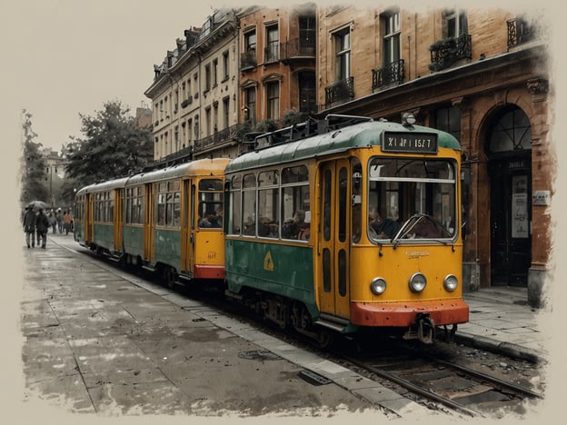 Auf dem Bild ist eine bunte Straßenbahn zu sehen, die an einem urbanen Platz hält, während Passanten mit Regenschirmen vorbeigehen.### Praktische Reisetipps für Deinen Baltikum-Urlaub:1. **Öffentliche Verkehrsmittel nutzen**: Straßenbahnen und Busse sind in Städten wie Tallinn, Riga und Vilnius eine bequeme und kostengünstige Möglichkeit, sich fortzubewegen. Informiere dich über lokale Fahrpläne und Ticketsysteme.2. **Wetter beachten**: Das Wetter kann unvorhersehbar sein, daher ist es ratsam, immer einen Regenschirm oder eine wasserdichte Jacke dabei zu haben.3. **Lokale Küche ausprobieren**: Vergiss nicht, traditionelle Gerichte wie `Riga Black Balsam` oder `Kibinai` zu probieren. Informiere dich auch über lokale Märkte, wo frische Zutaten und Delikatessen angeboten werden.4. **Stadtführungen**: Nutze geführte Touren, um mehr über die Geschichte und Kultur der Region zu erfahren. Viele Städte bieten kostenlose Stadtrundgänge an.5. **Kulturveranstaltungen besuchen**: Halte Ausschau nach Festivals und Veranstaltungen während deines Besuchs – das Baltikum hat eine reiche Kultur und lebendige Künste, die es wert sind, entdeckt zu werden.Viel Spaß bei deiner Reise ins Baltikum!