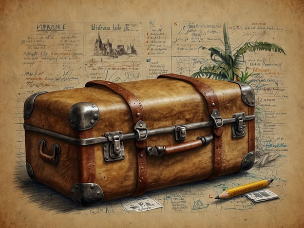 Auf dem Bild ist ein brauner, vintage Koffer mit Metallbeschlägen und Lederriemen zu sehen. Er scheint bereit für eine Reise zu sein. In Bezug auf eine Packliste für Kiew könnte man folgende Dinge einpacken:1. **Reisepass** und wichtige Dokumente2. **Kleidung** für unterschiedliche Wetterbedingungen3. **Bequeme Schuhe** für das Erkunden der Stadt4. **Ladegeräte** für elektronische Geräte5. **Toilettenartikel** und persönliche Pflegeprodukte6. **Medikamente** und eine kleine Reiseapotheke7. **Geld** (z.B. Bargeld und Kreditkarten)8. **Reiseführer** oder Karten von Kiew9. **Kamera** oder Smartphone für Fotos10. **Snacks** für unterwegsSo wäre alles gut vorbereitet für eine Reise nach Kiew!