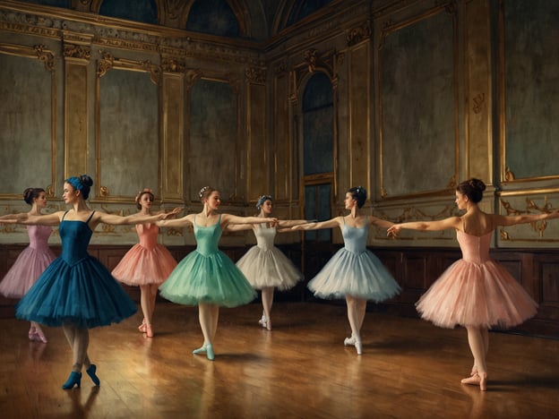 Auf dem Bild ist eine Gruppe von Balletttänzerinnen in einem eleganten Saal zu sehen. Sie tragen farbenfrohe Tutus und scheinen eine Choreografie einzustudieren. Die Atmosphäre ist geprägt von Anmut und klassischer Schönheit, die an die reiche kulturelle Szene Odessas erinnert.Odessa ist bekannt für ihre lebendige Kunst- und Tanzszenen, einschließlich des berühmten Odessa National Academic Theater of Opera and Ballet, wo der Balletttanz einen wichtigen Platz einnimmt. Die Stadt hat eine lange Tradition im Bereich des klassischen Tanzes, und solch eine Darstellung spiegelt den Einfluss und die Ausdruckskraft dieser Tradition wider.