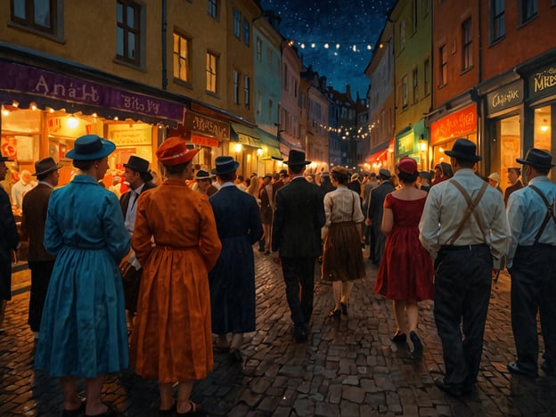 Auf dem Bild sieht man eine festliche Straßenszene mit Menschen, die in historischen Kostümen gekleidet sind. Diese Darstellung erinnert an jährliche Kulturhighlights und Festivals in Weimar, wie das **Weimarer Zwiebelmarkt**, das traditionell im Herbst stattfindet und die Stadt in ein lebhaftes Fest verwandelt. In dieser Zeit strömen viele Besucher in die Altstadt, um regionale Produkte, Kunsthandwerk und kulinarische Spezialitäten zu genießen.Ein weiteres wichtiges Ereignis ist das **Weimarer Kulturfestival**, das verschiedene Künste feiert und zahlreiche Aufführungen, Musikdarbietungen und Ausstellungen bietet. Solche Feste spiegeln die reiche kulturelle Geschichte der Stadt wider und ziehen zahlreiche Touristen an, die die Atmosphäre und den historischen Charme Weimars erleben möchten.
