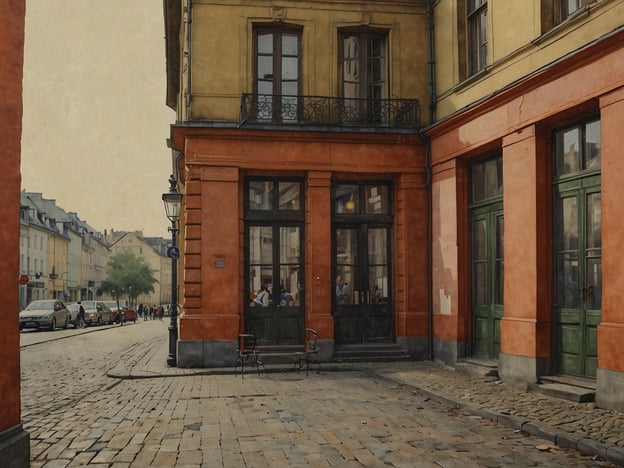 Das Bild zeigt eine Stadtansicht mit einem charakteristischen Gebäude, das eine warme Farbgebung und eine einladende Atmosphäre hat. Solche Szenen könnten gut in der Nähe des Deutschen Nationaltheaters in Weimar verankert sein.Das Deutsche Nationaltheater hat eine lange und bewegte Geschichte, die bis ins Jahr 1791 zurückreicht. Es war nicht nur ein wichtiger Ort für die Aufführung klassischer Werke, sondern auch ein Zentrum für die deutsche Kultur und Literatur. Weimar selbst spielt eine zentrale Rolle in der deutschen Geistesgeschichte, und das Theater hat viele bedeutende Aufführungen und Premieren erlebt, die das kulturelle Erbe Deutschlands geprägt haben.Die Kombination aus Architektur und einer belebten Straße könnte die Atmosphäre widerspiegeln, in der sich kulturelle Veranstaltungen und das öffentliche Leben entfalten – ein Thema, das auch im Zusammenhang mit der Geschichte des Theaters von Bedeutung ist.