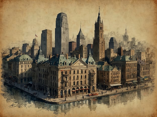 Das Bild zeigt eine architektonisch beeindruckende Stadtansicht mit einer Vielzahl von Gebäuden aus verschiedenen Epochen, die an einem Wasserlauf angeordnet sind. Die beeindruckenden Hochhäuser im Hintergrund deuten auf eine urbanisierte Umgebung hin, während das historische Bauwerk im Vordergrund mit seinen geschwungenen Formen und Dachnutzungen Charakter und Geschichte ausstrahlt.Ein Vergleich zu Weimar könnte interessant sein: Diese Stadt ist ebenfalls bekannt für ihre geschichtsträchtigen Bauten, die sowohl klassizistische als auch moderne Elemente vereinen. In Weimar finden sich viele Spuren der Deutschen Klassik und des Bauhauses, was die Stadt zu einem Zentrum für Kultur und Geschichte macht. Die dargestellte Stadt erinnert an die Vielfalt und den Reichtum an historischen und modernen Einflüssen, ähnlich wie in Weimar.