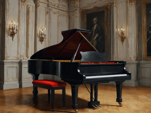 Auf dem Bild ist ein schwarzes Klavier zu sehen, das in einem elegant gestalteten Raum steht. Dieser Raum könnte einem klassischen Konzertsaal oder einem historischen Ambiente entsprechen, was gut zum Liszt Haus passt, in dem vieles über das Leben und die Musik von Franz Liszt ausgestellt wird.Im Liszt Haus gibt es verschiedene Aktivitäten und Ausstellungen, die sich mit Liszts Leben und Werk beschäftigen, darunter Konzerte, Vorträge und musikalische Darbietungen. Besucher können auch Informationen über seine Kompositionen und seine Einflüsse auf die Musikgeschichte erhalten. Solch ein Klavier könnte hervorragend für kammermusikalische Aufführungen oder Klavierabende genutzt werden, die Teil des Programms im Liszt Haus sein könnten.
