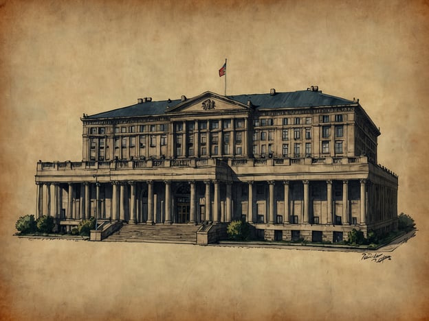 Auf dem Bild ist ein Gebäude zu sehen, das eine ehrwürdige und monumentale Architektur aufweist. Es erinnert an öffentliche Institutionen, möglicherweise ein Regierungsgebäude oder ein Verwaltungszentrum. Die Struktur mit Säulen und einer Dachflagge deutet darauf hin, dass es eine bedeutende Rolle innerhalb der politischen Landschaft spielt.In der politischen Struktur eines Landes kann ein solches Gebäude Funktionen wie Gesetzgebung, Verwaltung oder Justiz repräsentieren. Es könnte die Verfassung eines Landes verkörpern, indem es die Prinzipien der Demokratie und der Rechtsstaatlichkeit fördert. Solche Gebäude sind meist Orte, an denen Entscheidungen getroffen werden, die das Leben der Bürger beeinflussen.
