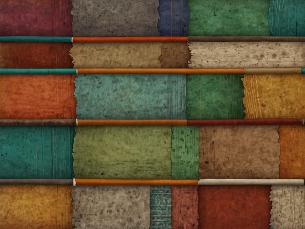 Auf dem Bild sind zahlreiche farbige Streifen und Texturen zu sehen, die eine kreative und künstlerische Darstellung bieten. Dies könnte symbolisch für die kulturellen Höhepunkte Kuwaits stehen, wie die traditionelle Kunst und das Handwerk, das oft lebendige Farben und Muster verwendet.Ein Beispiel für solche kulturellen Aspekte ist das berühmte kufic Schriftmuster und die Kunst des Webens, die in der Region sehr geschätzt werden. Ebenso könnte die Vielfalt der Farben die unterschiedlichen Facetten der kuwaitischen Kultur und ihre Geschichte repräsentieren. Die Mischung aus Tradition und Modernität spiegelt auch die Architektur und die Kunstszene Kuwaits wider.