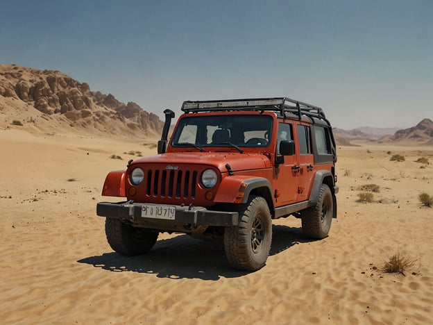 Auf dem Bild ist ein roter Geländewagen in einer Wüstenlandschaft zu sehen. Abenteuerlustige könnten hier verschiedene Aktivitäten unternehmen, wie:1. **Offroad-Fahrten**: Die Sanddünen erkunden und Herausforderungen im Gelände meistern.2. **Wüstenwanderungen**: Zu Fuß die beeindruckende Natur und Tierwelt der Wüste entdecken.3. **Fotografie**: Die atemberaubenden Landschaften und den Sonnenuntergang in der Wüste festhalten.4. **Campen**: Übernachtungen unter freiem Himmel, um die Sterne in der unbeleuchteten Wüste zu beobachten.5. **Sandboarden**: Spaß auf den Dünen mit einem Sandbrett erleben.Diese Aktivitäten bieten ein aufregendes Abenteuer in der Wüste!