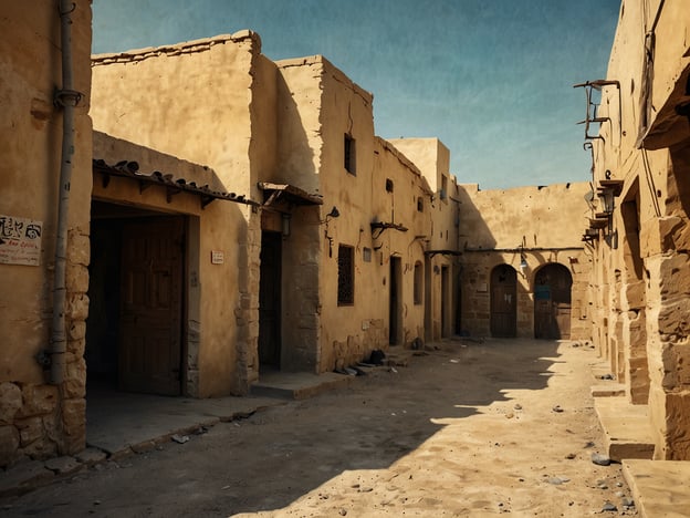 Das Bild zeigt eine verlassene, historische Straße mit Gebäuden aus Sandstein oder Lehm, die an eine traditionelle Architektur erinnert. Die Atmosphäre wirkt nostalgisch und ein wenig geheimnisvoll.### Geheime Orte und Insider-Tipps:1. **Entdeckungsreisen**: Solche Orte sind oft versteckt in der Wüste oder in ländlichen Gegenden. Erkunde lokale Märkte in der Nähe, um authentische Souvenirs und Essen zu finden.2. **Fotografie**: Früh am Morgen oder spät am Nachmittag ist das Licht ideal für beeindruckende Fotos. Daher solltest du den Sonnenaufgang oder -untergang nutzen.3. **Kulturelle Begegnungen**: Du kannst mit lokalen Handwerkern sprechen, die oft einzigartige Einblicke in die Geschichte und Kultur der Region geben.4. **Wüstentouren**: Wenn sich der Ort in der Nähe einer Wüste befindet, suche nach geführten Touren, die dir geheime Plätze und interessante Geschichten über die Umgebung zeigen.5. **Traditionelle Küche**: Probiere lokale Spezialitäten in kleinen, weniger bekannten Restaurants oder Cafés, die oft von Einheimischen betrieben werden.Diese Tipps helfen dir, das Beste aus deinem Besuch an solchen faszinierenden Orten herauszuholen!