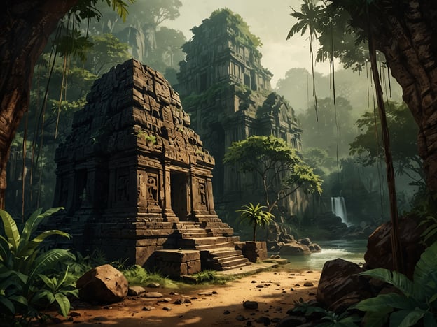 Auf dem Bild ist ein mystischer Tempel zu sehen, der von üppigem Dschungel umgeben ist und an einem ruhigen Gewässer liegt. Diese Szene lädt Abenteurer und Entdecker zu einer spannenden Erkundungstour ein.Hier sind einige Reisetipps für Abenteuerlustige:1. **Ausrüstung**: Stelle sicher, dass du bequeme Wanderschuhe trägst und eine wasserdichte Jacke dabei hast, denn das Wetter im Dschungel kann schnell wechseln.2. **Führer buchen**: Überlege, einen lokalen Führer zu engagieren, der dir die besten und sichersten Wege zeigt und dir spannende Geschichten über die Umgebung erzählt.3. **Frühe Aktivitäten**: Beginne deinen Tag früh, um die Morgenruhe der Natur zu genießen und die besten Lichtverhältnisse für Fotos zu nutzen.4. **Achtsamkeit**: Sei respektvoll gegenüber der Natur und der Kultur, die dich umgibt. Vermeide es, Pflanzen oder Tiere zu stören und halte dich an die begehbaren Wege.5. **Ausrüstung für die Fotografie**: Vergiss nicht, eine Kamera oder ein Smartphone mitzunehmen, um die atemberaubende Schönheit dieser vergessenen Orte festzuhalten.6. **Essen und Trinken**: Halte dich hydriert und bringe Snacks mit. Lokale Märkte sind eine gute Option für frische, regionale Lebensmittel.Jeder Schritt in solch einer Umgebung kann zu einem unvergesslichen Abenteuer werden!