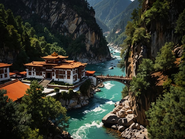 Auf dem Bild ist eine atemberaubende Szenerie zu sehen, die in Bhutan typisch sein könnte, mit einem beeindruckenden Kloster, das von Bergen und einem klaren Fluss umgeben ist. Abenteurer könnten hier zahlreiche Aktivitäten genießen, wie:1. **Trekking**: Die malerischen Berglandschaften bieten fantastische Wanderwege, darunter die berühmte Trekkingroute zum Tigernest-Kloster.2. **Rafting**: Der Fluss scheint ideale Bedingungen für Wildwasser-Rafting zu bieten, was einen aufregenden Abenteuerurlaub ermöglicht.3. **Kulturreisen**: Der Besuch der Klöster und der einzigartigen Architektur ermöglicht ein tiefes Eintauchen in die buddhistische Kultur Bhutans.4. **Vogelbeobachtung**: Die reiche Tierwelt und die unterschiedlichen Lebensräume führen zu einer Vielzahl beeindruckender Vogelarten, die begeisterte Ornithologen anziehen.Solche Aktivitäten machen Bhutan zu einem faszinierenden Ziel für Abenteuerlustige!