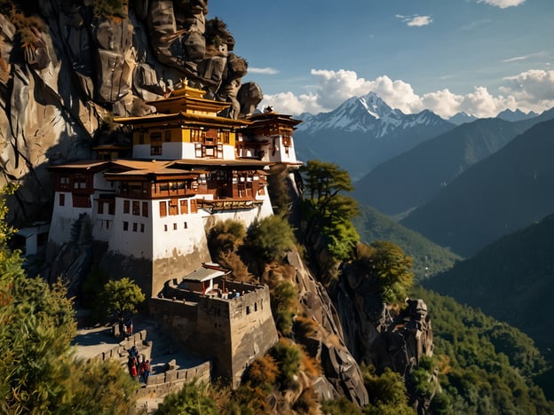 Auf dem Bild ist das beeindruckende Tiger's Nest Kloster in Bhutan zu sehen, das hoch oben an einer Klippe errichtet ist. Hier sind einige praktische Tipps für die Reiseplanung:1. **Anreise**: Der nächstgelegene internationale Flughafen ist in Paro. Von dort aus können Sie mit einem Taxi oder Bus nach Taktsang (Tiger's Nest) fahren.2. **Wanderung planen**: Der Aufstieg zum Kloster erfordert eine etwa zweistündige Wanderung. Tragen Sie bequeme Wanderschuhe und bringen Sie genügend Wasser mit.3. **Tageszeit**: Besuchen Sie das Kloster am frühen Morgen oder später am Nachmittag, um Menschenmengen zu vermeiden und die beste Lichtverhältnisse für Fotos zu genießen.4. **Kultur respektieren**: Da es sich um ein religiöses Gebiet handelt, sollten Sie respektvolle Kleidung tragen und die lokalen Bräuche beachten.5. **Gesundheit**: Achten Sie auf Höhenkrankheit, wenn Sie aus tiefer gelegenen Regionen anreisen. Nehmen Sie sich Zeit zur Akklimatisierung.6. **Eintritt**: Informieren Sie sich über die Eintrittspreise und Abgabetermine, um böse Überraschungen zu vermeiden.Dieser Ort bietet nicht nur atemberaubende Ausblicke, sondern auch eine tiefgehende spirituelle Erfahrung.