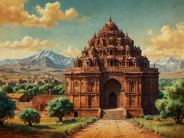 Auf dem Bild ist ein beeindruckendes, historisches Gebäude zu sehen, das an die vielfältige Architektur Pakistans erinnert. Pakistan ist bekannt für seine reiche Geschichte und kulturelle Vielfalt, die sich in zahlreichen monumentalen Bauwerken widerspiegelt. Die Landschaft im Hintergrund zeigt majestätische Berge und eine ländliche Umgebung, die auch typisch für einige Regionen des Landes ist.Diese architektonischen Schätze, oft aus Stein gebaut, ziehen Besucher an und zeugen von der kreativen Meisterschaft der verschiedenen Kulturen, die in Pakistan zusammengekommen sind. Die Verbindungen zwischen Vergangenheit und Gegenwart sind in solchen Bauwerken sichtbar, die die Geschichte, Kunst und Identität der Menschen in Pakistan verkörpern.