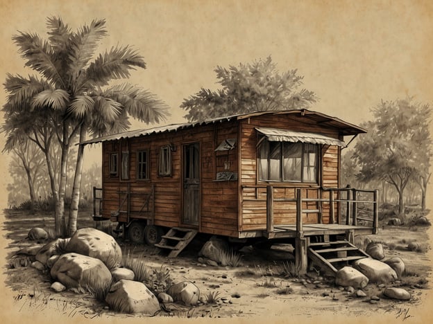 Auf dem Bild ist ein kleines Holzhaus zu sehen, das in einer natürlichen Umgebung steht, umgeben von Bäumen und Steinen. Dieses Konzept ist ideal für nachhaltigen Tourismus, da solch eine Unterkunft oft umweltfreundlich gestaltet ist und Harmonie mit der Natur fördert.Nachhaltiger Tourismus legt Wert darauf, die lokale Umgebung zu schützen und gleichzeitig den Touristen ein authentisches Erlebnis zu bieten. Solche Unterkünfte können auch oft lokale Materialien nutzen und energieeffiziente Praktiken implementieren, wie beispielsweise die Nutzung von Sonnenenergie oder Regenwassernutzung.Umweltschutz wird durch die Beibehaltung natürlicher Lebensräume und die Minimierung der Auswirkungen auf die Umwelt gefördert, was zu einem besseren Erhalt der Biodiversität beiträgt. Dieses Bild symbolisiert somit die Verbindung zwischen Erholung und Verantwortung gegenüber der Natur.