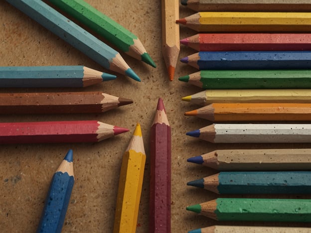 Auf dem Bild sind viele Buntstifte zu sehen, die in einem Kreis angeordnet sind. Die Stifte weisen verschiedene Farben auf, darunter Blau, Grün, Rot, Gelb und weitere.**Tipps für Besucher:**1. **Kreativität nutzen**: Experimentieren Sie mit den verschiedenen Farben. Schaffen Sie Ihre eigenen Kunstwerke oder Mandalas.2. **Farben mischen**: Testen Sie, wie sich die Farben zusammenmischen, indem Sie sie übereinanderlegen oder in einem Bild kombinieren.3. **Ordnung halten**: Halten Sie Ihre Buntstifte nach Farben sortiert, um die Auswahl zu erleichtern.4. **Vorbereitung**: Stellen Sie sicher, dass Sie ein geeignetes Blatt Papier oder Malbuch griffbereit haben, bevor Sie beginnen.5. **Inspiration suchen**: Lassen Sie sich von der Umgebung inspirieren, um neue Ideen für Ihre Zeichnungen zu finden.