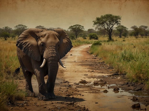 Auf dem Bild ist ein Elefant in einer natürlichen Umgebung zu sehen, der durch eine Landschaft mit grasbewachsenen Flächen und vereinzelten Bäumen wandert. Diese Szene erinnert uns an die Schönheit und Vielfalt der Natur, die es zu schützen gilt. Der Elefant spielt eine wichtige Rolle im Ökosystem, indem er zur Verbreitung von Pflanzen und zur Aufrechterhaltung des Gleichgewichts in seinem Lebensraum beiträgt.Der Schutz solcher majestätischen Tiere und ihrer Lebensräume ist entscheidend für die Nachhaltigkeit unserer Umwelt. Durch den Erhalt von Wildtierpopulationen und natürlichen Lebensräumen fördern wir ein gesundes Ökosystem, das sowohl für die Tiere als auch für zukünftige Generationen von Menschen wichtig ist. Daher sollten wir uns aktiv für den Schutz der Natur einsetzen, um solch beeindruckende Szenen für die Zukunft zu bewahren.