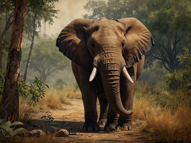 Auf dem Bild ist ein majestätischer Elefant zu sehen, der durch eine afrikanische Landschaft schreitet, umgeben von Bäumen und hohem Gras. Dieser Anblick ist ein faszinierendes Beispiel für die atemberaubende Tierwelt Sambias, die für ihre Vielfalt an Wildtieren bekannt ist.Sambia beheimatet zahlreiche Nationalparks, in denen Elefanten, Löwen, Flusspferde und viele andere Arten in ihrem natürlichen Habitat leben. Die mächtigen Elefanten sind nicht nur ein Symbol der afrikanischen Savanne, sondern spielen auch eine wichtige Rolle im Ökosystem, indem sie Pflanzenbestandteile verbreiten und Wasserstellen schaffen. Sambias unberührte Naturwunder machen es zu einem Paradies für Naturliebhaber und Abenteurer, die die Schönheit der Tierwelt hautnah erleben möchten.