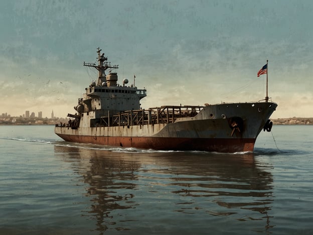 Auf dem Bild ist ein scheinbar älteres Schiff zu sehen, das durch ruhige Gewässer fährt.**Herausforderungen:** Das Schiff könnte aufgrund seines Alters und Zustands anfällig für technische Probleme sein, was Reparaturen und Wartung erschwert. Zudem könnte es in der modernen Schifffahrt Schwierigkeiten haben, da es möglicherweise nicht den aktuellen Sicherheitsstandards entspricht.**Chancen:** Auf der anderen Seite könnte das Schiff als historisches oder touristisches Objekt genutzt werden, was es zu einer Attraktion macht. Es bietet die Möglichkeit, Umweltschutzmaßnahmen zu ergreifen, um alte Schiffe umweltfreundlicher zu gestalten und so zum nachhaltigen Tourismus beizutragen.