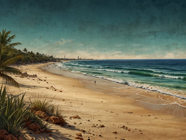 Mosambik ist ein wunderschönes Land im südlichen Afrika, bekannt für seine atemberaubenden Strände, eine reiche Kultur und eine vielfältige Tierwelt.Auf dem Bild ist ein malerischer Strand zu sehen, der von Palmen gesäumt ist. Der feine Sandstrand erstreckt sich entlang des Meeres, wo sanfte Wellen ans Ufer rollen. Im Hintergrund sind einige Personen zu sehen, die am Strand entlang spazieren. Die Atmosphäre wirkt friedlich und lädt dazu ein, die natürliche Schönheit der Küste zu genießen. Die Farben des Himmels und des Wassers verleihen dem Bild eine entspannende Stimmung.