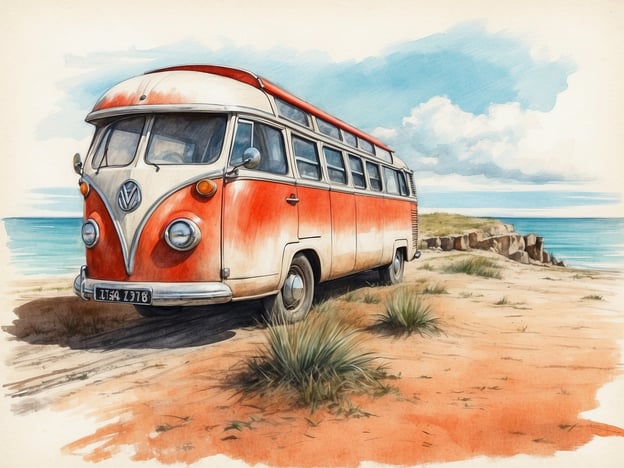 Auf dem Bild ist ein alter VW-Bus zu sehen, der vermutlich an einem Strandparkplatz steht und mit einer malerischen Küstenlandschaft im Hintergrund eingebettet ist.
Wenn wir die Attraktionen von Sommerland Sjælland in Betracht ziehen, könnte man sich vorstellen, dass dieser Bus Teil eines Freizeitausflugs dorthin wäre. In Sommerland Sjælland gibt es viele spannende Attraktionen wie Achterbahnen, Wasserattraktionen und Spielplätze, die für Familien und Kinder geeignet sind. Der VW-Bus könnte symbolisch für die Freude und den Abenteuergeist stehen, den man dort erleben kann, während man mit Freunden oder der Familie einen unvergesslichen Tag verbringt.