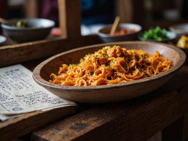Auf dem Bild könnte ein Teller Pasta zu sehen sein, der sehr ansprechend angerichtet ist. In Lesotho gibt es viele köstliche lokale Gerichte, die du ausprobieren solltest, während du das Land besuchst. Hier sind einige Reisetipps:1. **Basotho-Küche**: Probiere das traditionelle Gericht „Pap“, ein Maisbrei, der oft mit Fleisch und Gemüse serviert wird.2. **Lokale Märkte**: Besuche die lokalen Märkte in Maseru, um frische Zutaten und traditionelle Leckereien zu entdecken.3. **Gastfreundschaft**: Akzeptiere Einladungen von Einheimischen, um ihre Heimatküche zu erleben – es ist eine großartige Möglichkeit, die Kultur hautnah zu erfahren.4. **Hüttenkultur**: Übernachte in einem traditionellen Basotho-Haus für ein authentisches Erlebnis.5. **Wandern**: Kombiniere gutes Essen mit Aktivitäten wie Wandern im Maluti-Gebirge, wo du die atemberaubende Natur genießen kannst.Genieße deine Reise nach Lesotho und die kulinarischen Erlebnisse!