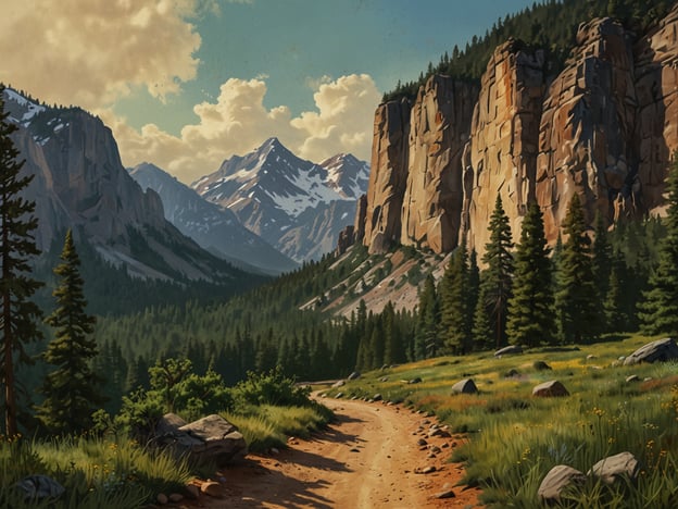 Auf dem Bild ist eine malerische Landschaft zu sehen, die von majestätischen Bergen und einem klaren Himmel geprägt ist. Ein schmaler Weg schlängelt sich durch eine üppige, grüne Wiese, umgeben von hohen Bäumen und Felsen.Für Naturliebhaber gibt es hier einige Tipps:1. **Wanderungen planen**: Nutze die Wege, um die Natur intensiv zu erleben. Achte auf verschiedene Wandergrade und die beste Jahreszeit für deine Touren.2. **Wildtiere beobachten**: Halte Ausschau nach Vögeln und anderen Tieren, die in dieser Umgebung leben. Ein Fernglas kann hierbei sehr hilfreich sein.3. **Fotografie**: Nimm eine Kamera mit, um die Schönheit der Landschaft festzuhalten. Die besten Lichtverhältnisse gibt es oft in den frühen Morgenstunden oder kurz vor Sonnenuntergang.4. **Pflanzenkunde**: Informiere dich über die lokale Flora. Viele Pflanzen sind essbar oder haben heilende Eigenschaften.5. **Naturgeräusche genießen**: Nimm dir Zeit, um den Klang der Natur zu hören – das Plätschern eines Baches oder das Rascheln der Blätter können sehr entspannend sein.Viel Spaß beim Erkunden der Natur!