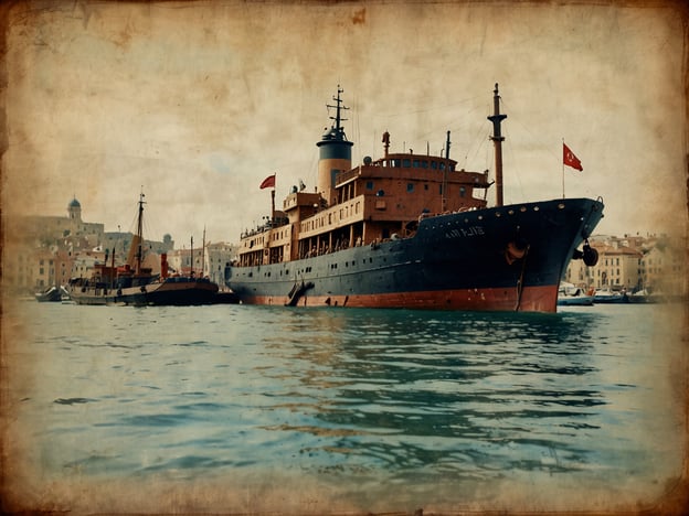 Auf dem Bild sind mehrere Schiffe zu sehen, die in einem Hafen anlegen. Diese maritime Szene erinnert an die bedeutende Rolle der Seefahrt in der Geschichte Kuwaits.Kuwait hat eine lange Tradition als wichtiger Handelshafen am Persischen Golf. In der Vergangenheit war es ein Zentrum für den Handel mit Perlen, Fischen und Gewürzen. Die Dhaus, traditionelle arabische Holzschiffe, wurden häufig für den Handel und den Fischfang eingesetzt. Diese Schiffe sind ein Symbol der maritimen Geschichte Kuwaits, die eng mit der Entwicklung des Handels und der Wirtschaft des Landes verbunden ist.Die Küstenlinie und die maritime Infrastruktur Kuwaits haben die wirtschaftliche Blüte und die kulturelle Vielfalt des Landes geprägt.
