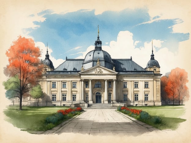 Auf dem Bild ist ein beeindruckendes Gebäude zu sehen, das eine elegante Architektur aufweist. Es könnte sich um ein historisches oder kulturelles Gebäude handeln, typischerweise mit einer großen Eingangstreppe, Säulen und einer eleganten Kuppel. Die Umgebung ist freundlich gestaltet, mit bunten Blumenbeeten und Bäumen, die Farbnuancen im Herbst zeigen.
Im Kontext von Skansen, einem Freilichtmuseum in Stockholm, wäre es relevant, verschiedene Bereiche zu betrachten:
1. **Historische Architektur**: Das abgebildete Gebäude könnte Beispiele traditioneller schwedischer Baukunst repräsentieren, wie sie im Skansen zu finden sind.
2. **Natur und Landschaft**: Die gepflegte Grünanlage und die herbstlichen Bäume spiegeln den Fokus von Skansen auf die Natur und die schwedische Flora wider.
3. **Kultur und Geschichte**: Das Gebäude könnte Teil von Ausstellungen sein, die schwedische Geschichte, Traditionen und Lebensweisen präsentieren.
Skansen bietet somit eine Verbindung zwischen Architektur, Natur und historischer Kultur.