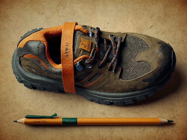 Auf dem Bild ist ein Wanderschuh und ein Bleistift zu sehen.**Reiseplanung und praktische Tipps:**1. **Wanderschuhe auswählen:** Beim Wandern ist es wichtig, bequeme und robuste Schuhe zu tragen. Achte darauf, dass die Schuhe gut passen und genug Halt bieten.2. **Vorbereitung der Ausrüstung:** Neben den Schuhen sollte auch die restliche Ausrüstung (z. B. Rucksack, Wasserflasche, Snacks) gut durchdacht sein. Mache eine Liste, was du für deine Wanderung benötigst.3. **Streckenplanung:** Informiere dich im Voraus über die Wanderstrecken. Nutze Karten oder Apps, um den besten Weg zu finden und mögliche Gefahrenstellen zu vermeiden.4. **Sicherheitsvorkehrungen:** Informiere jemanden über deine Pläne und nimm ein Handy mit, falls du Hilfe benötigst. Es könnte auch nützlich sein, einen kleinen Erste-Hilfe-Kit dabei zu haben.5. **Notizen machen:** Der Bleistift könnte nützlich sein, um während deiner Reise Notizen zu machen, z. B. für Informationen, die du entdeckst, oder als Erinnerung an deine Erlebnisse.Viel Spaß beim Planen deiner nächsten Wanderung!