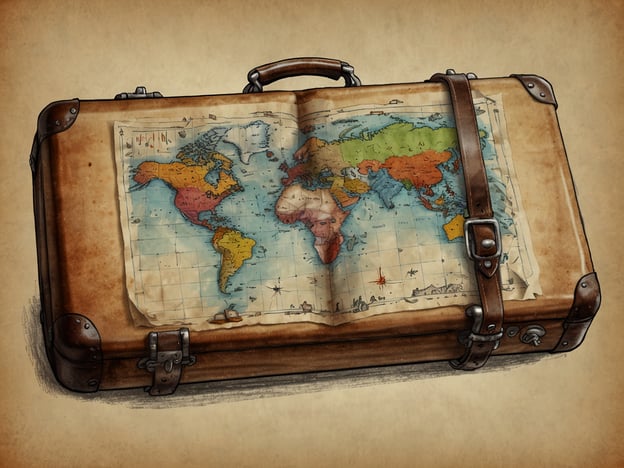 Auf dem Bild ist ein alter Koffer zu sehen, der mit einer Weltkarte geöffnet ist.### Reiseplanung: Tipps für deinen Aufenthalt1. **Reiseziele auswählen**: Nutze die Karte, um potenzielle Reiseziele zu finden. Überlege dir, welche Kontinente oder Länder dich am meisten interessieren.2. **Reisezeit planen**: Berücksichtige das Klima der gewählten Destinationen. Informiere dich über die beste Reisezeit, um das Wetter optimal zu nutzen.3. **Unterkünfte buchen**: Recherchiere im Voraus nach Hotels oder Ferienwohnungen in der Nähe deiner gewünschten Sehenswürdigkeiten.4. **Packliste erstellen**: Überlege, was du für deine Reise benötigst. Der Koffer auf dem Bild erinnert daran, alles gut zu organisieren.5. **Transportmittel festlegen**: Informiere dich über die besten Möglichkeiten, um von A nach B zu gelangen, sei es mit dem Flugzeug, Zug oder Mietwagen.6. **Aktivitäten planen**: Erstelle eine Liste von Aktivitäten und Sehenswürdigkeiten, die du besuchen möchtest, um deinen Aufenthalt optimal zu nutzen.7. **Flexibel bleiben**: Sei offen für spontane Entdeckungen, die auf deiner Reise eintreten könnten!Mit diesen Tipps kannst du deine Reise gut vorbereiten und sicherstellen, dass du das Beste aus deinem Aufenthalt machst.
