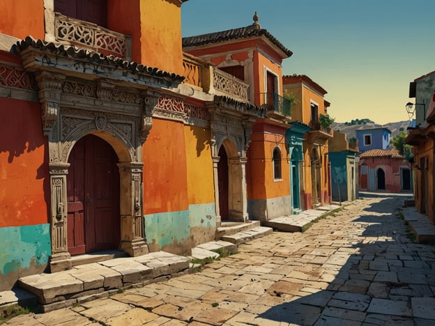 Auf dem Bild ist eine lebhafte, farbenfrohe Straße mit Häusern in verschiedenen Farben und architektonischen Details zu sehen. Die Umgebung strahlt eine entspannte Atmosphäre aus, während die Sonne auf die baumelnden Schatten fällt.In Bezug auf Nigerias Zukunft: Perspektiven und Entwicklungen könnte man diesen Anblick als Inspiration für urbane Entwicklung und kulturelle Vielfalt interpretieren. Nigeria hat das Potenzial, durch kreative Architektur und nachhaltige Stadtplanung farbenfrohe und lebendige Gemeinschaften zu fördern. Solche Ansätze könnten helfen, den sozialen Zusammenhalt zu stärken und wirtschaftliches Wachstum zu fördern, indem sie den Tourismus und lokale Kulturen revitalisieren.Durch die Integration kultureller Elemente in moderne Stadtgestaltungen könnte Nigeria eine einzigartige Identität entwickeln, die sowohl Tradition als auch Fortschritt repräsentiert.