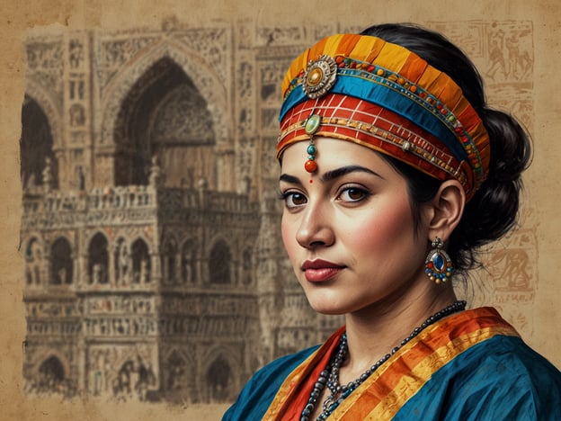 Auf dem Bild ist eine Frau in traditioneller Kleidung zu sehen, die mit bunten Accessoires und Schmuck geschmückt ist. Diese Art von Kleidung könnte zu einem kulturellen Fest oder einer speziellen Zeremonie gehören, die in vielen Kulturen eine wichtige Rolle spielt.Kulturelle Schätze wie Traditionen und Feste sind oft eng mit solch farbenfrohen Trachten verbunden. Sie spiegeln das Erbe und die Identität eines Volkes wider. Der prachtvolle Hintergrund könnte auf historische Bauwerke hinweisen, die häufig bei Festivitäten oder religiösen Zeremonien eine zentrale Rolle spielen. Solche Elemente tragen zu einem tiefen Verständnis der kulturellen Vielfalt und der Wertschätzung für Traditionen in verschiedenen Gemeinschaften bei.