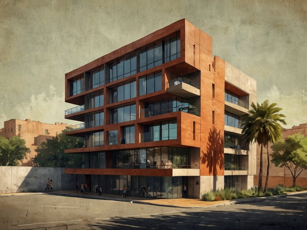 Auf dem Bild ist ein modernes Gebäude zu sehen, das durch eine Kombination aus glatten Betonflächen und großen Glasscheiben geprägt ist. Die Architektur scheint zeitgenössisch zu sein, mit klaren Linien und einem offenen Design, das Licht und Luftigkeit fördert.In Bezug auf die Rolle der Architektur in der kuwaitischen Identität könnte dieses Gebäude als Beispiel für den modernen Fortschritt und die Verschmelzung traditioneller und zeitgenössischer Stile angesehen werden. Die Verwendung von Materialien und die respektvolle Anpassung an die Umgebung spiegeln die kulturellen und sozialen Aspekte Kuwaits wider. Während Kuwait sich in die Zukunft bewegt, zeigt die Architektur, wie Identität durch innovative Designs gestärkt wird, die sowohl den urbanen Charakter als auch das Erbe der Region berücksichtigen.