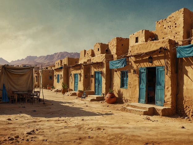 Das Bild zeigt eine typisch omanische Oasenlandschaft mit traditionellen Lehmhäusern, die oft in den Wüstenregionen des Oman zu finden sind. Diese Architektur spiegelt die kulturelle Identität des Landes wider.Im Oman können Besucher viele kulturelle Erlebnisse genießen, wie zum Beispiel:1. **Besuch von traditionellen Souks**: In Städten wie Maskat gibt es lebendige Märkte, wo man lokale Handwerkskunst, Gewürze und Textilien kaufen kann.2. **Erkundung von Forts und Burgen**: Historische Stätten wie das Nizwa-Fort zeugen von der reichen Geschichte und der Handelsvergangenheit des Oman.3. **Traditionelle Feste**: Der Oman feiert viele Feste, darunter das Id al-Fitr und das Id al-Adha, bei denen lokale Bräuche und kulinarische Köstlichkeiten im Mittelpunkt stehen.4. **Beduinische Gastfreundschaft**: In den Wüstengebieten haben Gäste die Möglichkeit, das Leben der Beduinen kennenzulernen und in traditionellen Zelten zu übernachten.5. **Kulturelle Darbietungen**: Tänze und Musik spielen eine große Rolle in der omanischen Kultur. Vorführungen wie der „Razha“-Tanz sind Teil vieler gesellschaftlicher Ereignisse.Diese Erlebnisse bieten einen tiefen Einblick in die lebendige Kultur und Tradition des Oman.