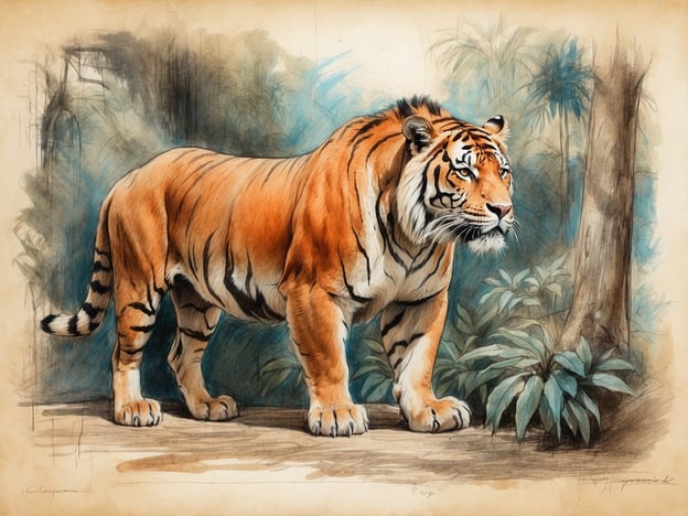 Auf dem Bild ist ein Tiger zu sehen, der majestätisch in einer natürlichen Umgebung steht, umgeben von Pflanzen und Bäumen. Dies erinnert an die Geschichte von Hagenbecks Tierpark, der 1907 in Hamburg eröffnet wurde und viele exotische Tierarten beheimatet. Carl Hagenbeck war ein Pionier im Bereich der Tierhaltung und -präsentation, der die Idee von Landschaftsgehegen entwickelte, die den natürlichen Lebensraum von Tieren nachahmen. Der Tiger, als Symbol für Kraft und Schönheit, spielt in Zoos eine wichtige Rolle und zieht viele Besucher an, genau wie die beeindruckenden Tiere, die Hagenbeck in seinem Tierpark zur Schau stellte.Hagenbecks Ansatz revolutionierte die Art und Weise, wie Tiere in Zoos gehalten und gezeigt werden, und der Tiger ist ein hervorragendes Beispiel für die Faszination, die diese Tiere auf die Menschen ausüben.