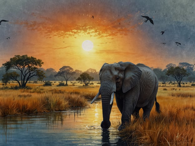 Auf dem Bild ist ein Elefant zu sehen, der in einem Gewässer steht, umgeben von einem weiten afrikanischen Savannenlandschaft bei Sonnenuntergang. Diese Szenerie spiegelt die beeindruckende Tierwelt und Natur Simbabwes wider.In Simbabwe gibt es viele abenteuerliche Aktivitäten, die man in solch einer Umgebung unternehmen kann, darunter:1. **Safari-Touren**: Erleben Sie Tierbeobachtungen in den Nationalparks wie dem Hwange oder dem Mana Pools Nationalpark.2. **Wanderungen**: Geführte Wanderungen durch die Wildnis ermöglichen es, die einzigartige Flora und Fauna hautnah zu entdecken.3. **Wildwasser-Rafting**: Auf dem Zambezi River, besonders in der Nähe der Victoriafälle, können Abenteurer aufregende Rafting-Touren genießen.4. **Heißluftballonfahrten**: Genießen Sie atemberaubende Ausblicke über die Savanne und beobachten Sie die Tiere aus der Vogelperspektive.5. **Kultur- und Dorfbesuche**: Erleben Sie die einheimische Kultur und Traditionen und lernen Sie von den lokalen Gemeinschaften.Simbabwe bietet also eine Vielzahl aufregender Aktivitäten für Abenteuerlustige inmitten einer wunderschönen Naturkulisse!