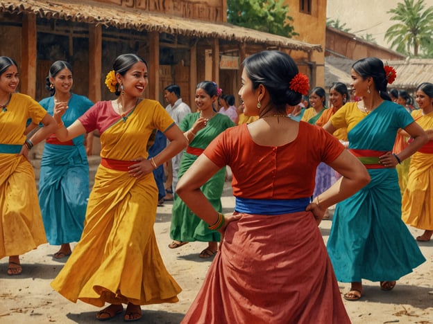 Auf dem Bild sind mehrere Frauen in bunten traditionellen Kleidern zu sehen, die tanzen und miteinander interagieren. Diese Darstellung erinnert an die lebendige Kultur und die verschiedenen Traditionen in Malawi, wo Tanz und Musik eine zentrale Rolle im gesellschaftlichen Leben spielen.In Malawi gibt es eine Vielfalt ethnischer Gruppen, jede mit ihren eigenen Tänzen, Kleidungsstilen und Feierlichkeiten. Solche Farbtöne und feste traditionelle Tanzformen sind oft Teil von Festlichkeiten, Hochzeiten oder kulturellen Feierlichkeiten, die die Gemeinschaft stärken und kulturelles Erbe bewahren.