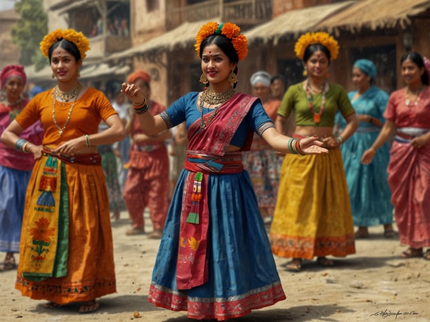 Auf dem Bild sind Frauen in bunten traditionellen Kleidern zu sehen, die wahrscheinlich tanzen oder eine kulturelle Aufführung präsentieren. Ihre Kleidung und die festliche Atmosphäre deuten auf eine Feier oder ein Festival hin.
In Bezug auf kulturelle Vielfalt in Simbabwe gibt es viele ethnische Gruppen, jede mit ihren eigenen Traditionen, Tänzen und Kleidungsstilen.Ähnlich wie auf dem Bild, sind traditionelle Tänze in Simbabwe, wie der Mbende oder der Jiti, Ausdruck von Gemeinschaft und kulturellem Erbe. Die Farben und Muster der Kleidung spiegeln oft die reiche Geschichte und Identität der verschiedenen Völker des Landes wider.