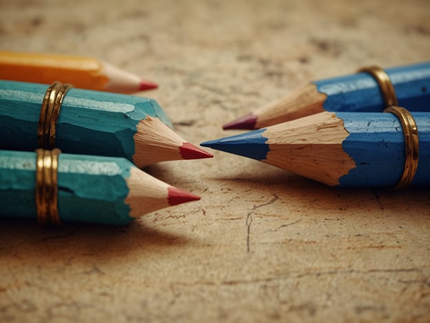 Auf dem Bild sind mehrere Buntstifte zu sehen, die in verschiedenen Farben gestaltet sind. Sie liegen auf einer Fläche und sind zum Teil mit Metallringen verbunden.Im internationalen Kontext kann man sagen, dass Bildung und Kreativität, symbolisiert durch solche Schreibutensilien, entscheidend für die Entwicklung von Ländern wie Angola sind. Initiativen, die den Zugang zu Bildung fördern, helfen, die Lebensstandards zu verbessern und die wirtschaftliche Entwicklung voranzutreiben. In Angola ist dies besonders wichtig, um die Auswirkungen der Vergangenheit zu überwinden und eine positive Zukunft für die nächsten Generationen zu sichern.