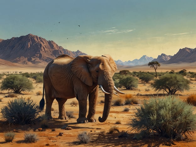 Auf dem Bild ist ein Elefant in einer wüstenähnlichen Landschaft mit Bergen im Hintergrund zu sehen.**Praktische Tipps für deinen Namibia-Trip:**1. **Reisezeit:** Die beste Reisezeit ist von Mai bis Oktober, wenn das Wetter trocken und die Temperaturen angenehm sind.2. **Wilder Safari:** Plane mindestens einige Tage in einem Nationalpark, z.B. Etosha, um die Tierwelt hautnah zu erleben.3. **Transport:** Miete ein Geländewagen, um die abgelegenen Gebiete besser erreichen zu können. Einige Straßen sind nur mit einem robusten Fahrzeug befahrbar.4. **Unterkünfte:** Buche Unterkünfte im Voraus, besonders in der Hochsaison. Campingplätze sind eine gute und kostengünstige Option.5. **Sonnencreme und Wasser:** Denke daran, genügend Sonnencreme mitzunehmen und ausreichend Wasser zu trinken, besonders in den heißen Monaten.6. **Kultur:** Besuche lokale Dörfer, um mehr über die verschiedenen ethnischen Gruppen und ihre Traditionen zu erfahren.7. **Sicherheit:** Sei vorsichtig in städtischen Gebieten und achte darauf, Wertsachen sicher aufzubewahren.Diese Tipps helfen dir, das Beste aus deinem Namibia-Abenteuer herauszuholen!
