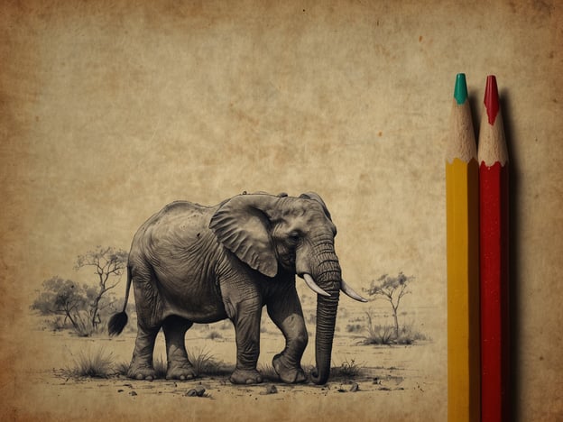 Auf dem Bild ist ein schöner, handgezeichneter Elefant zu sehen, umgeben von einer savannenähnlichen Landschaft. Rechts neben dem Elefanten stehen einige Buntstifte, was dem Bild eine kreative Note gibt.Für deine Safari-Reise hier ein paar Tipps:1. **Frühe Morgen- und späte Abendstunden**: Die besten Zeiten zur Wildtierbeobachtung sind früh am Morgen und spät am Abend, wenn die Tiere noch aktiv sind.2. **Leise fahren**: Halte den Lärm gering, um die Tiere nicht zu verscheuchen und bessere Sichtungen zu haben.3. **Fernglas mitbringen**: Ein gutes Fernglas hilft dir, die Tiere aus der Ferne besser zu beobachten.4. **Wasser und Snacks**: Packe genügend Wasser und Snacks ein, um während der Tour energiegeladen zu bleiben.5. **Fotografie**: Achte darauf, eine Kamera oder ein Smartphone dabei zu haben, um die wunderbaren Tiere und Landschaften festzuhalten.6. **Respektiere die Natur**: Halte immer Abstand zu den Tieren und respektiere ihre Umgebung.Viel Spaß auf deiner Safari!