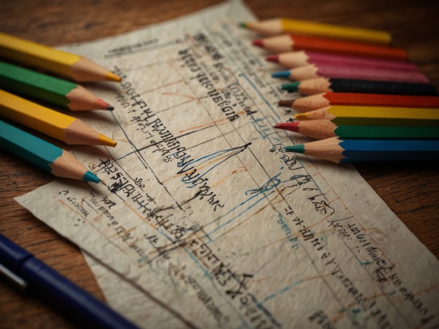 Auf dem Bild sind Buntstifte in verschiedenen Farben sowie ein altes Blatt Papier zu sehen, auf dem möglicherweise handschriftliche Notizen oder Zeichnungen vermerkt sind.**Praktische Hinweise für deinen Aufenthalt:**1. **Materialien bereitstellen:** Wenn du kreativ arbeiten möchtest, stelle sicher, dass du genügend Buntstifte oder andere Schreibmaterialien dabei hast.2. **Arbeitsplatz einrichten:** Suche dir einen ruhigen Platz mit ausreichend Licht, um konzentriert arbeiten zu können.3. **Notizen anfertigen:** Halte wichtige Informationen oder Ideen fest, um sie später leichter wiederfinden zu können.4. **Inspiration suchen:** Lass dich von deiner Umgebung inspirieren und notiere interessante Gedanken oder Beobachtungen.5. **Pausen einplanen:** Plane regelmäßige Pausen ein, um deine Kreativität aufzufrischen und dich zu erholen.