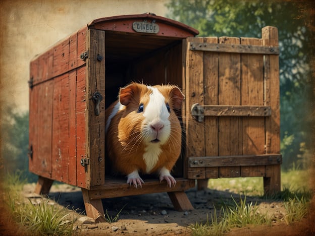 Auf dem Bild ist ein Meerschweinchen zu sehen, das aus einer kleinen Holzhütte heraus schaut. Wenn du mit deinem Meerschweinchen Urlaub machen möchtest, gibt es einige tolle Möglichkeiten:1. **Camping**: Ein Zeltplatz bietet viel Platz für Aktivitäten und frische Luft. Sorge für eine sichere, schattige Ecke für dein Meerschweinchen.2. **Ferienwohnung**: Miete eine haustierfreundliche Unterkunft, wo dein Meerschweinchen die Umgebung erkunden kann, während ihr euch entspannt.3. **Tierfreundliche Bauernhöfe**: Hier kann dein Meerschweinchen Freilauf genießen und die Natur erleben.4. **Gartenurlaub**: Verbringe Zeit im eigenen Garten, wo dein Meerschweinchen auf einer sicheren Fläche tollen Auslauf und frisches Gras findet.Wichtig ist immer, dass dein Meerschweinchen genug Platz hat, sich sicher fühlt und genügend Futter und Wasser zur Verfügung stehen.
