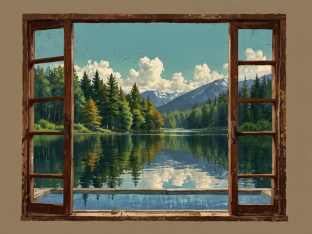 Auf dem Bild ist eine Aussicht aus einem Fenster zu sehen, die auf eine idyllische Landschaft blickt. Draußen ist ein ruhiger See, umgeben von üppigen Wäldern und Bergen im Hintergrund. Die Wolken reflektieren sich im Wasser, was eine friedliche und entspannende Atmosphäre vermittelt.Nach dem Urlaub: Heimkehr und Eingewöhnung. Wenn man aus einer solch malerischen Umgebung zurückkommt, kann die Rückkehr in den Alltag zunächst herausfordernd sein. Man könnte die Ruhe und die natürliche Schönheit vermissen. Es braucht Zeit, sich an das gewohnte Umfeld und die Routine zu gewöhnen, während man die erinnerungswürdigen Erlebnisse des Urlaubs noch im Herzen trägt.